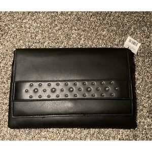 Black‎ Clutch purse With Silver Studded Beading Stud Clutch Classy Edgy Dressy